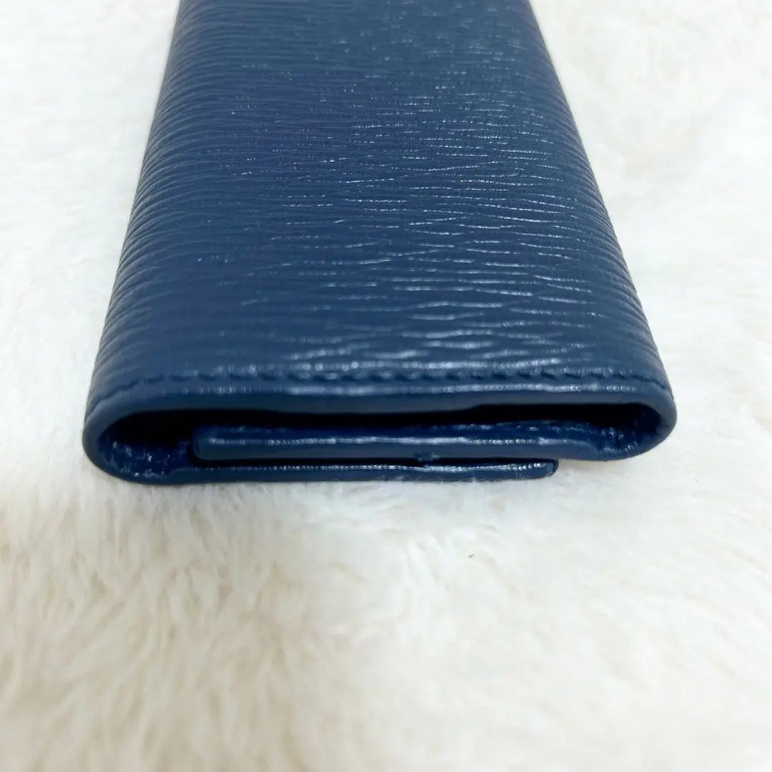 Beautiful condition Salvatore Ferragamo key case 6-strand Saffiano leather Blue