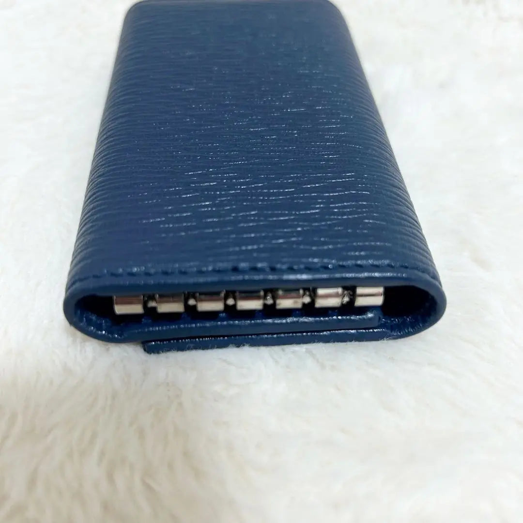 Beautiful condition Salvatore Ferragamo key case 6-strand Saffiano leather Blue