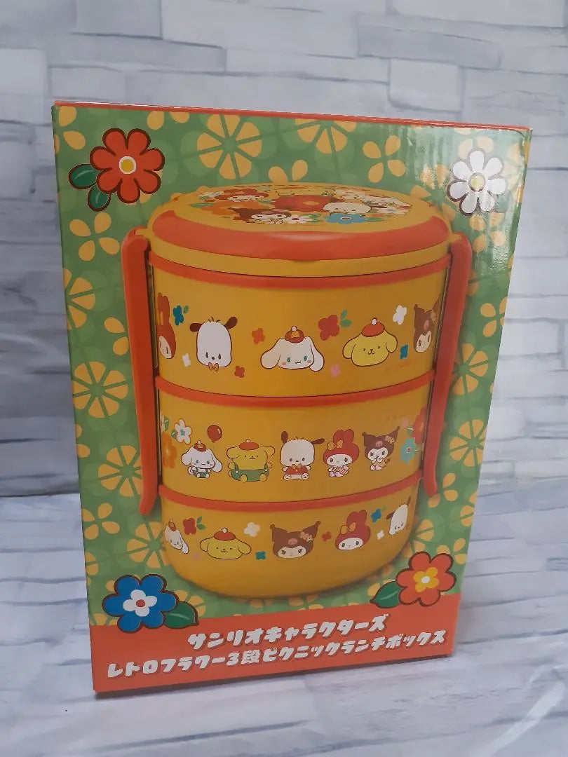 New Sanrio Characters Retro Flower 3 Tier Picnic Lunch Box