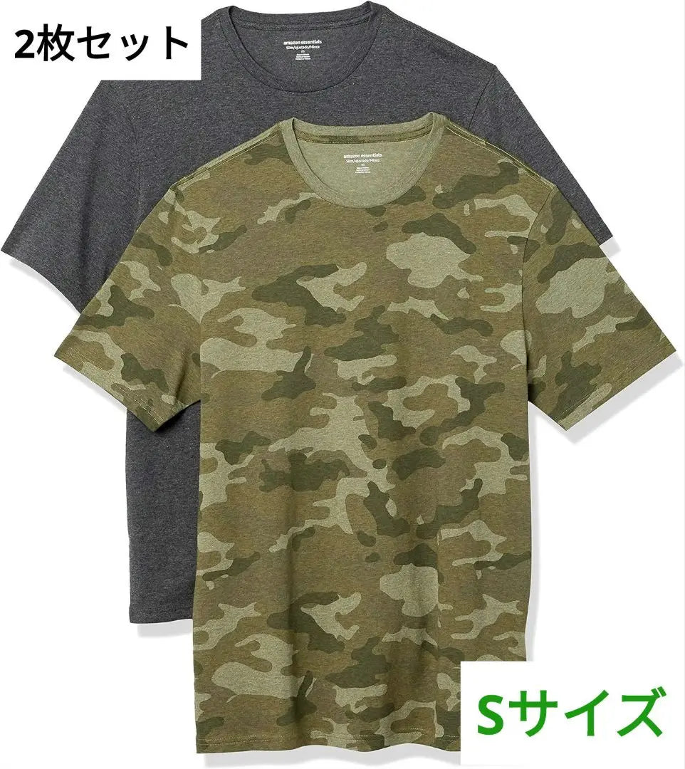 2 disc set! Crew neck T-shirt short sleeve men's camouflage & gray