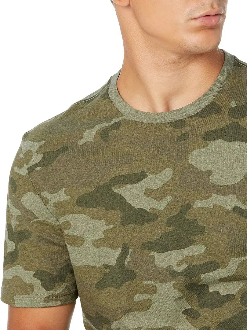 ¡Conjunto de 2 discos! Camiseta de cuello redondo y manga corta para hombre en camuflaje y gris