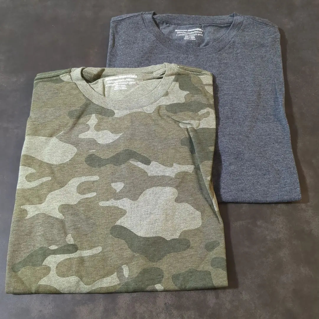 2 disc set! Crew neck T-shirt short sleeve men's camouflage & gray