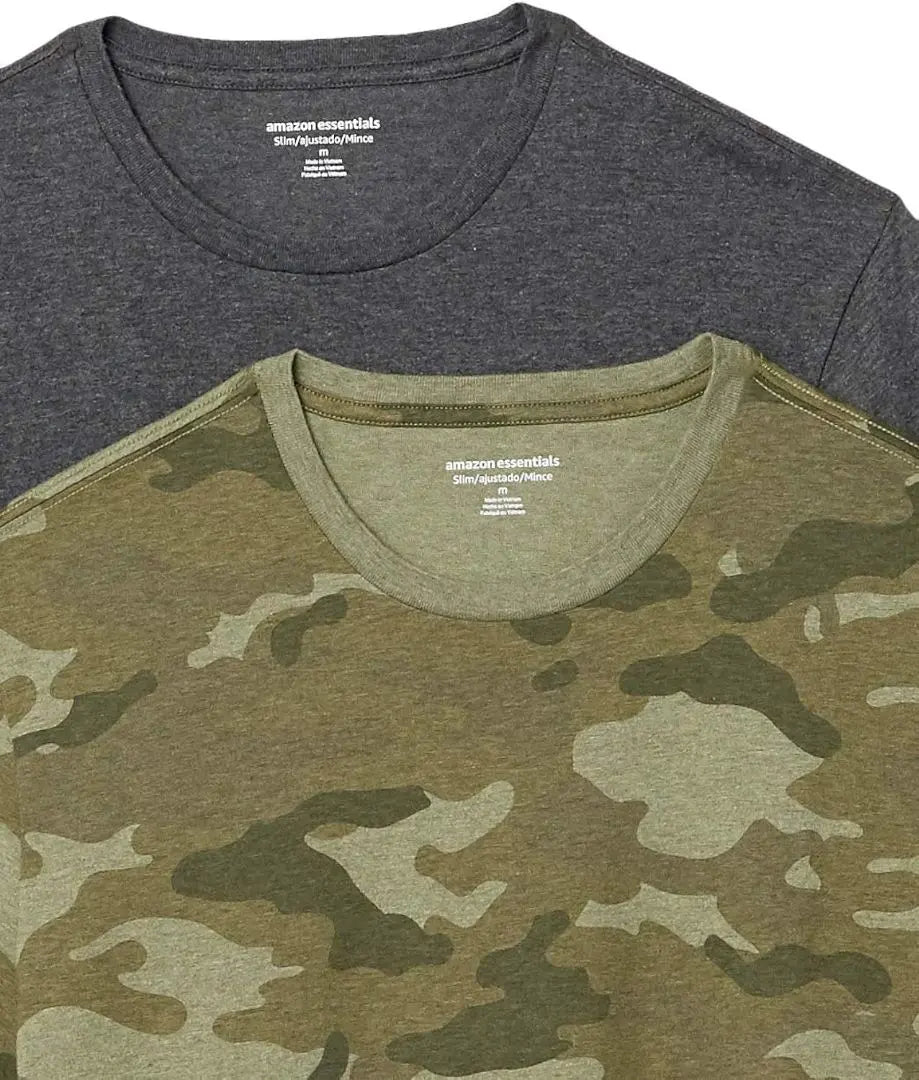 ¡Conjunto de 2 discos! Camiseta de cuello redondo y manga corta para hombre en camuflaje y gris