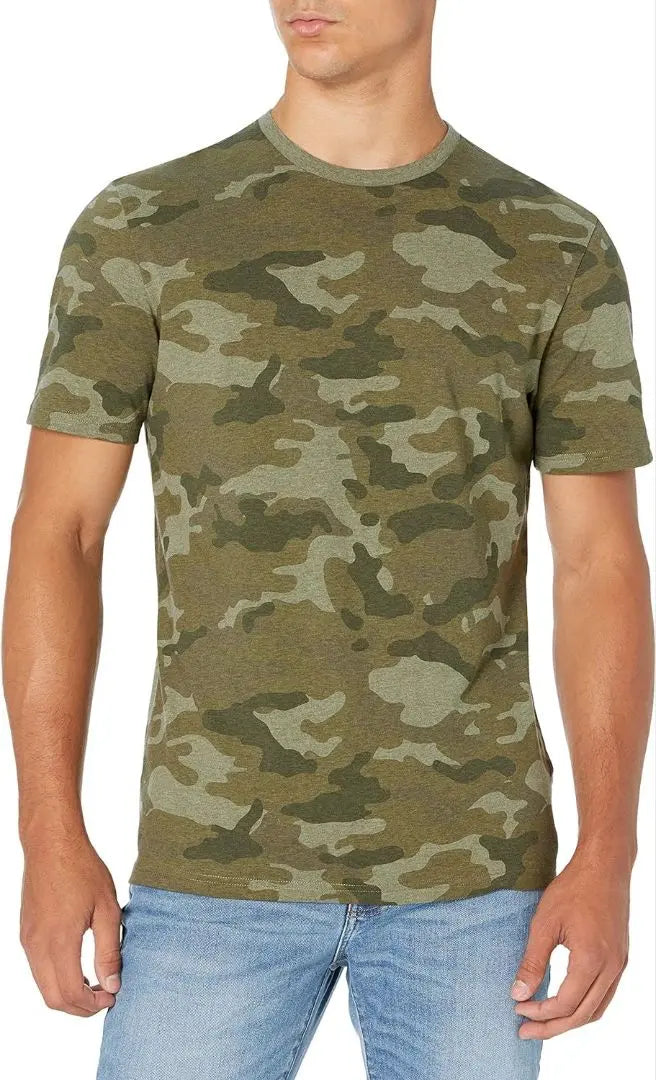 ¡Conjunto de 2 discos! Camiseta de cuello redondo y manga corta para hombre en camuflaje y gris