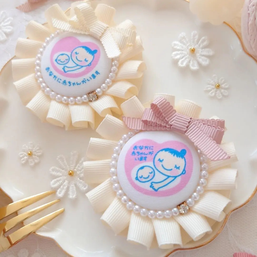 Double ribbon is cute ♡ Maternity Rosette Maternity Mark Double -sided Maternity Mark