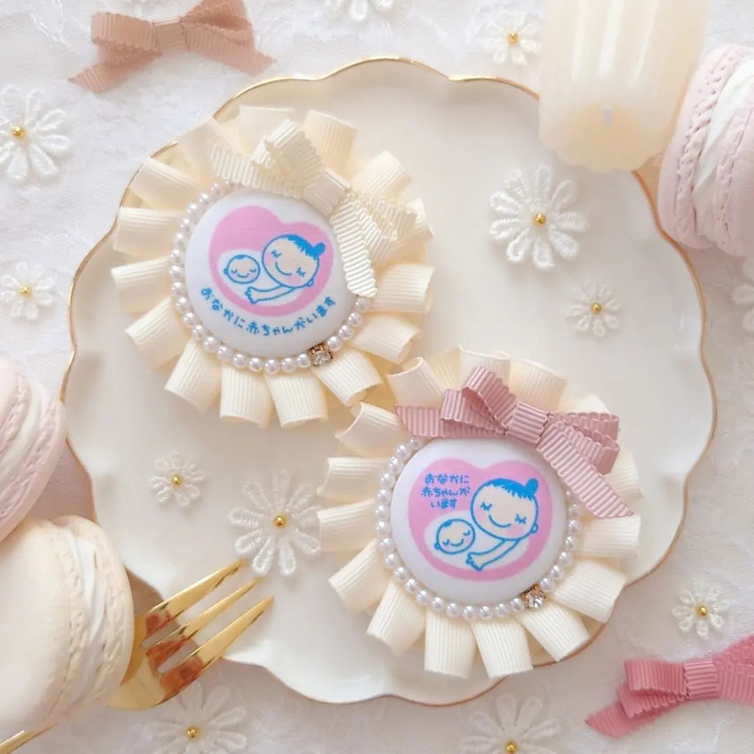 Double ribbon is cute ♡ Maternity Rosette Maternity Mark Double -sided Maternity Mark