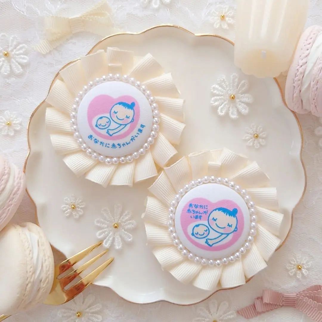 Double ribbon is cute ♡ Maternity Rosette Maternity Mark Double -sided Maternity Mark