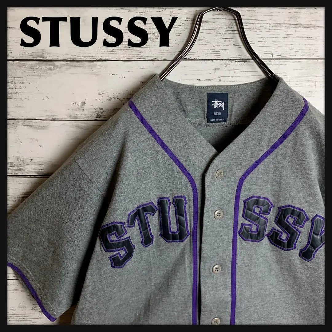 [An immediate completion model!! ︎】STUSSY☆Arch Logo Embroidered Baseball Shirt B803