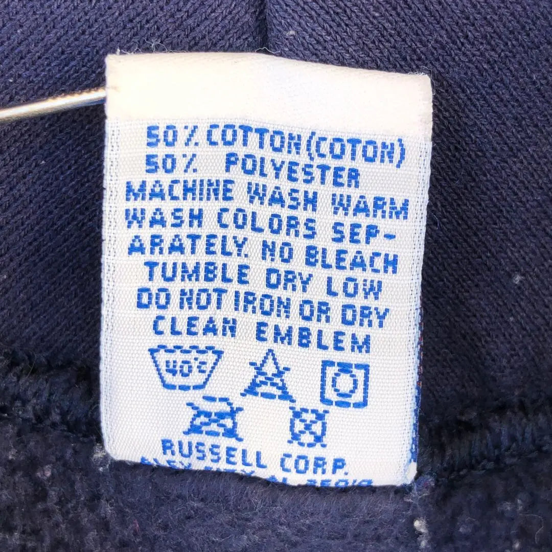 Sudadera con capucha Russell con estampado de tres niveles de los años 90, color azul marino berenjena