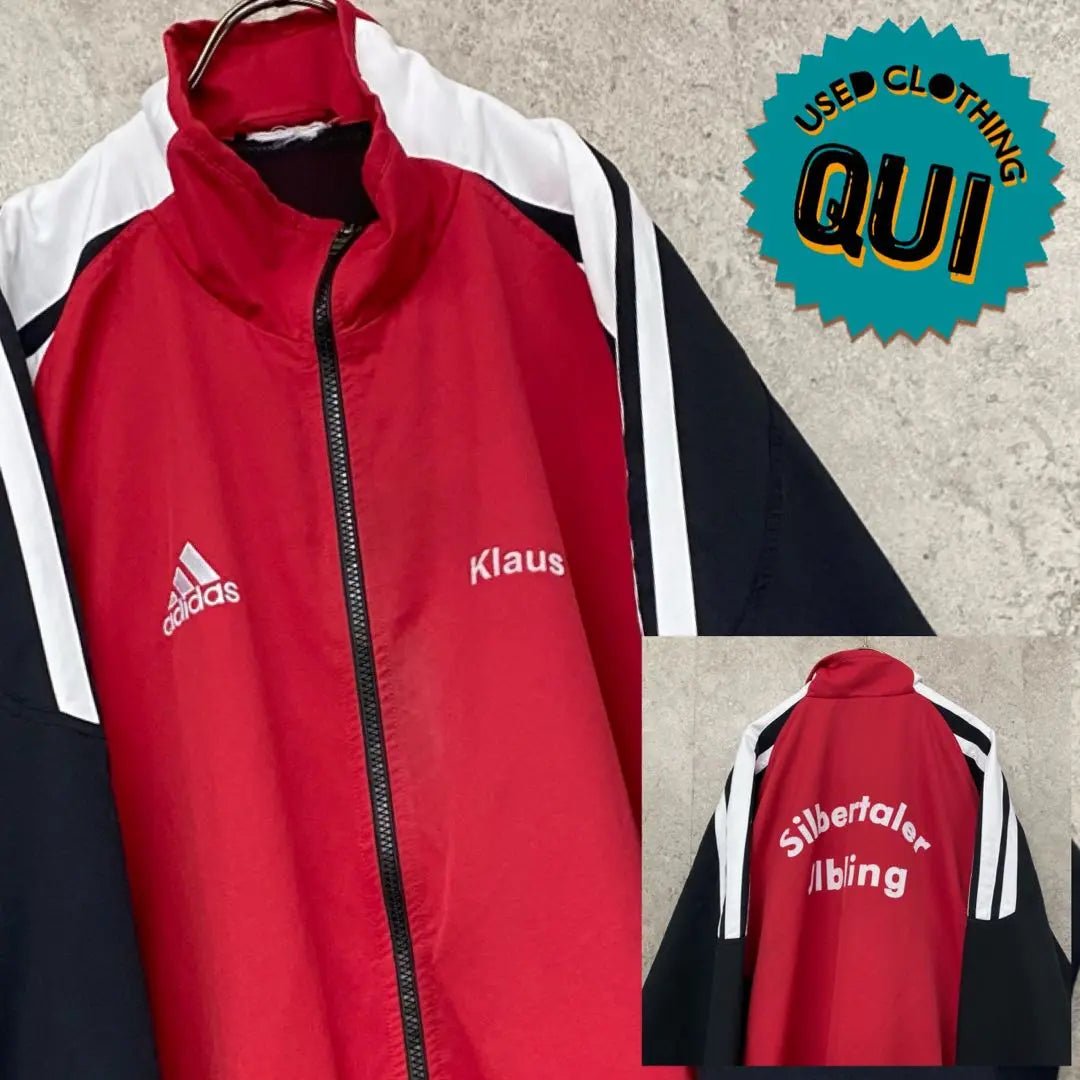 Rare 90s US Vintage Adidas Embroidered Nylon Jacket Red Men's XL