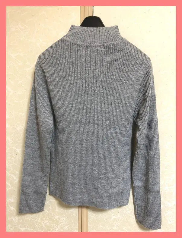 ☆Super beautiful condition ☆Stylish up♪High neck high neck rib knit L for easy neck ☆