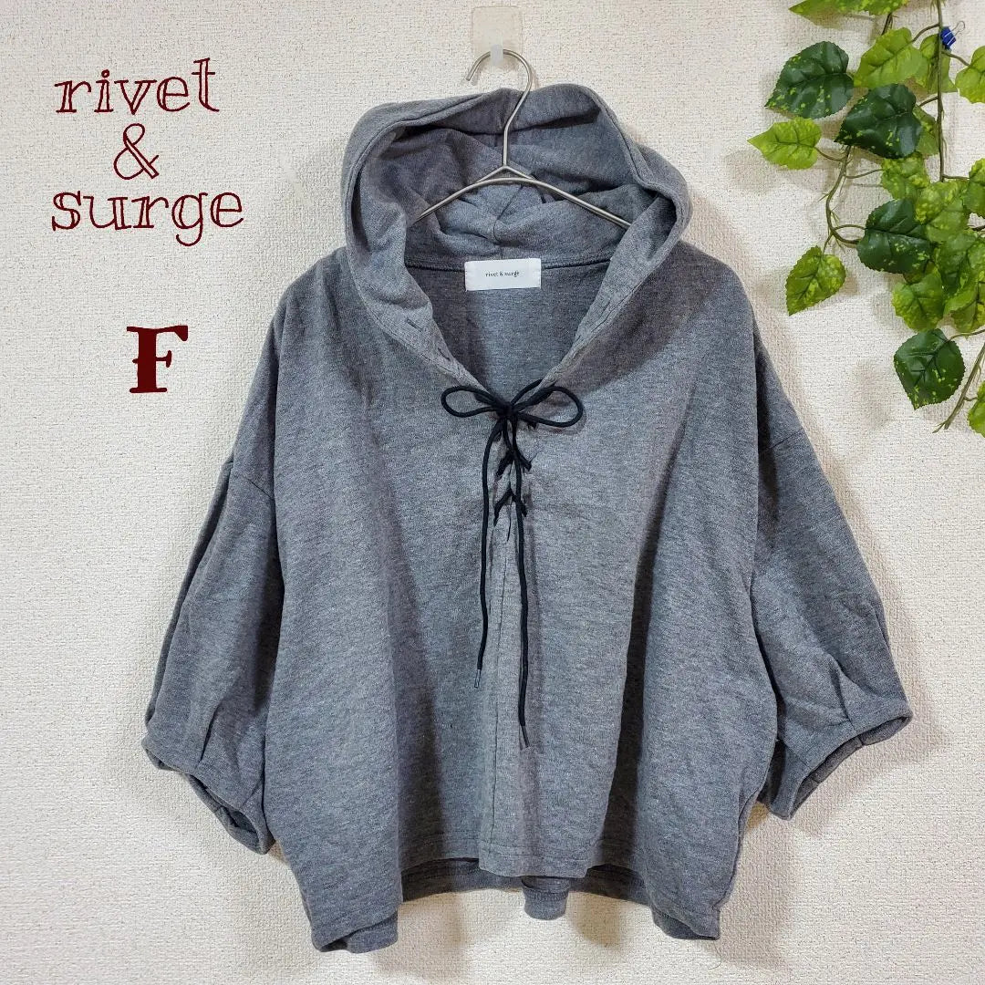 [Rivet &amp; Surge] Poncho con capucha de primavera, cinta con cordones, sudadera con capucha de encaje