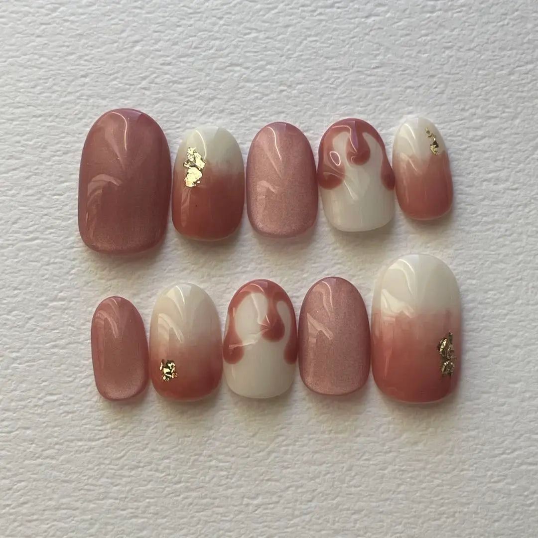 Custom nail tips, strawberry, milk, spring nails