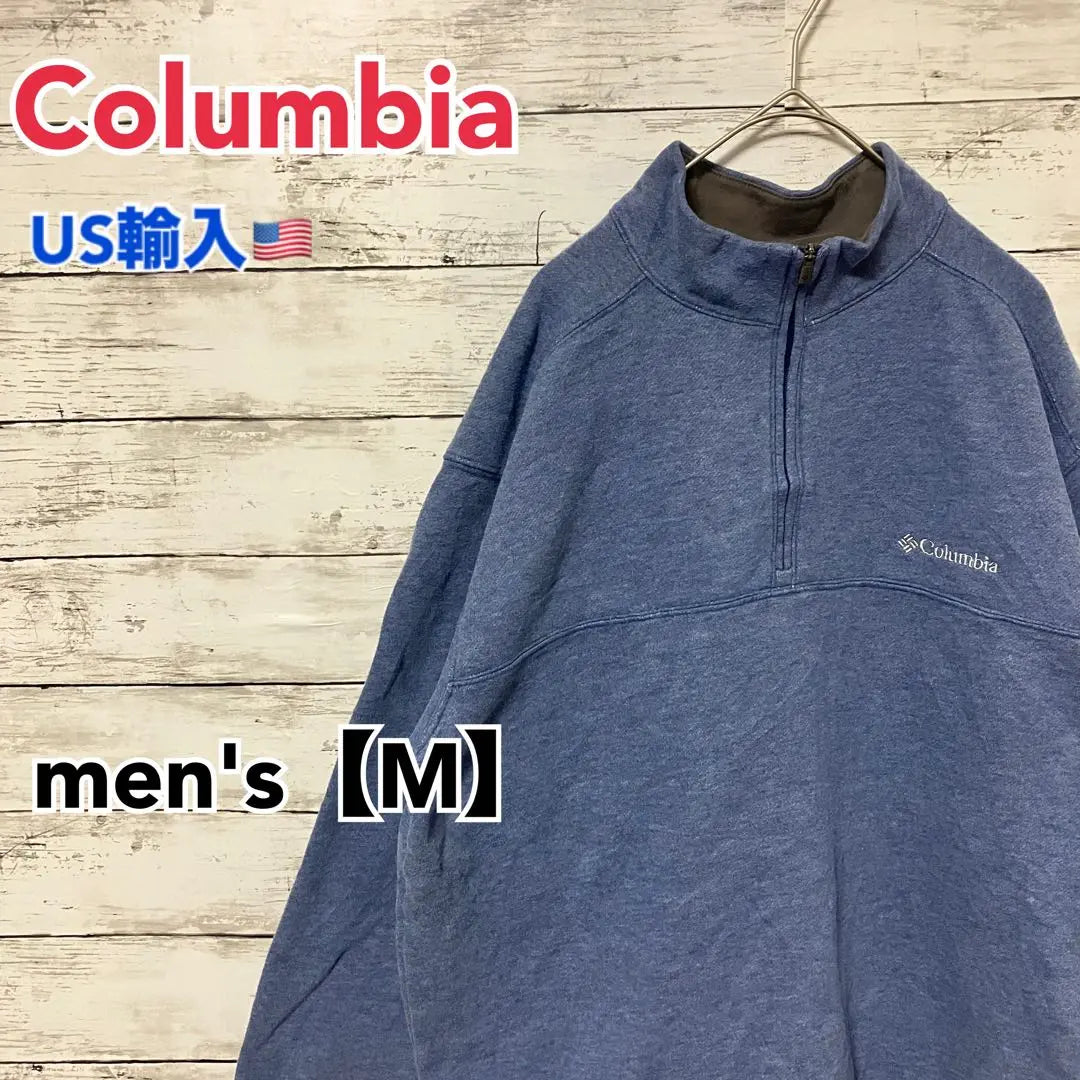 ●F562 [Importación de EE. UU.] Sudadera Columbia con media cremallera azul para hombre [M]