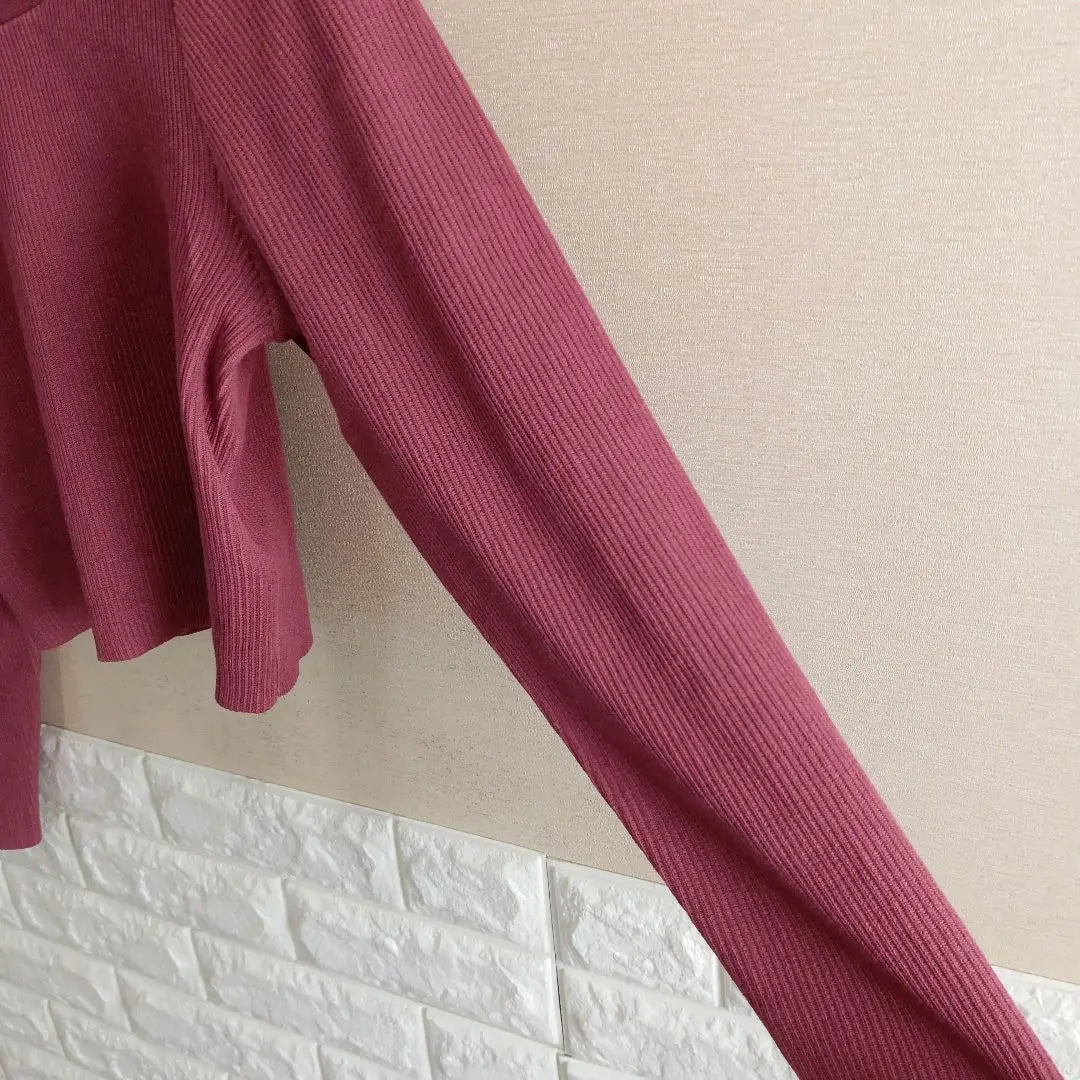 ◆Long-sleeved sweater◆ M Thin rib knit Spring knit Short length Spring and autumn ◆w0809