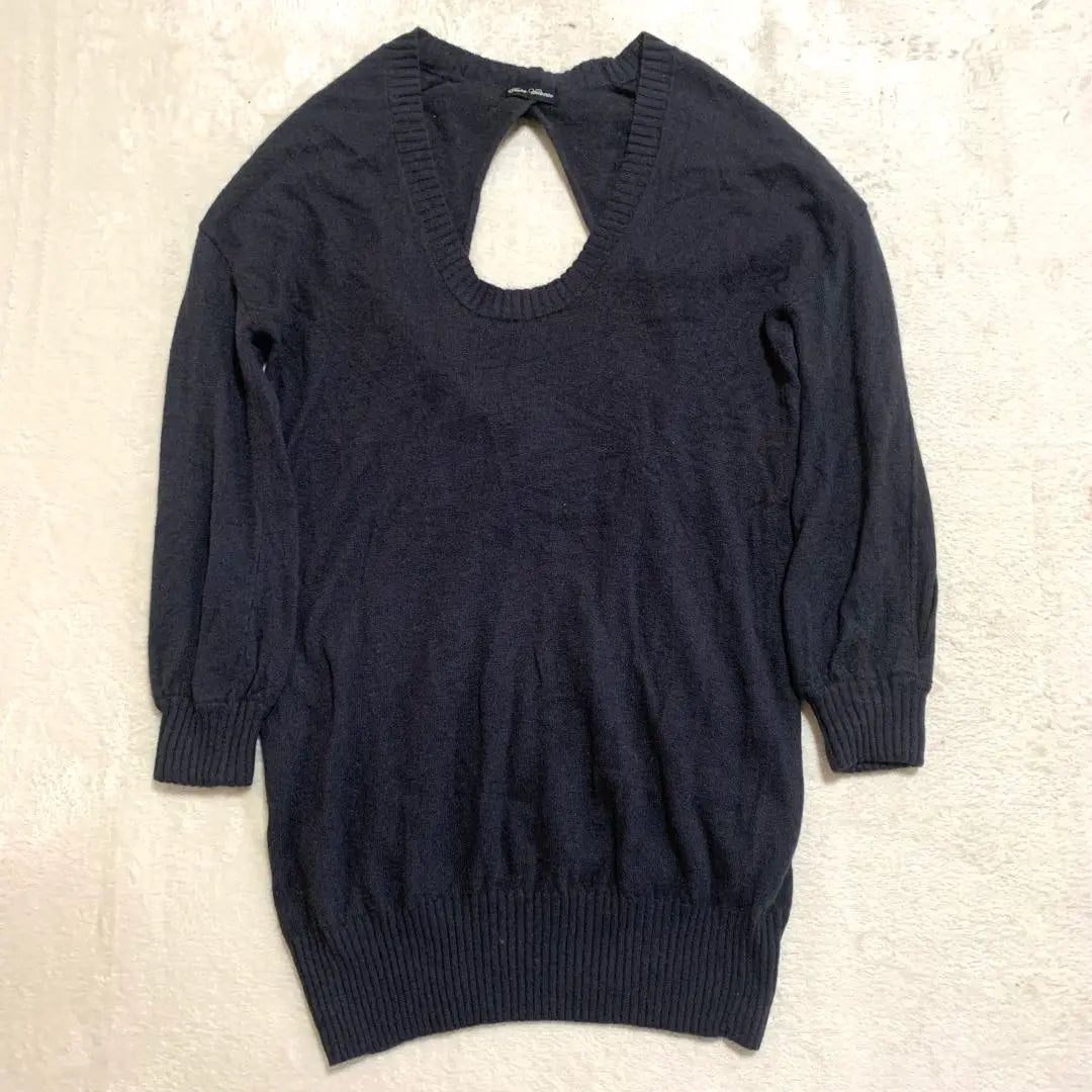 Nano Universe Knit Women's [F] Long length ribbon Charcoal gray | ナノユニバース ニット レディース【F】ロング丈 リボン チャコールグレー