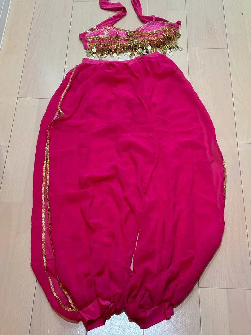 Conjunto de traje de danza del vientre rosa