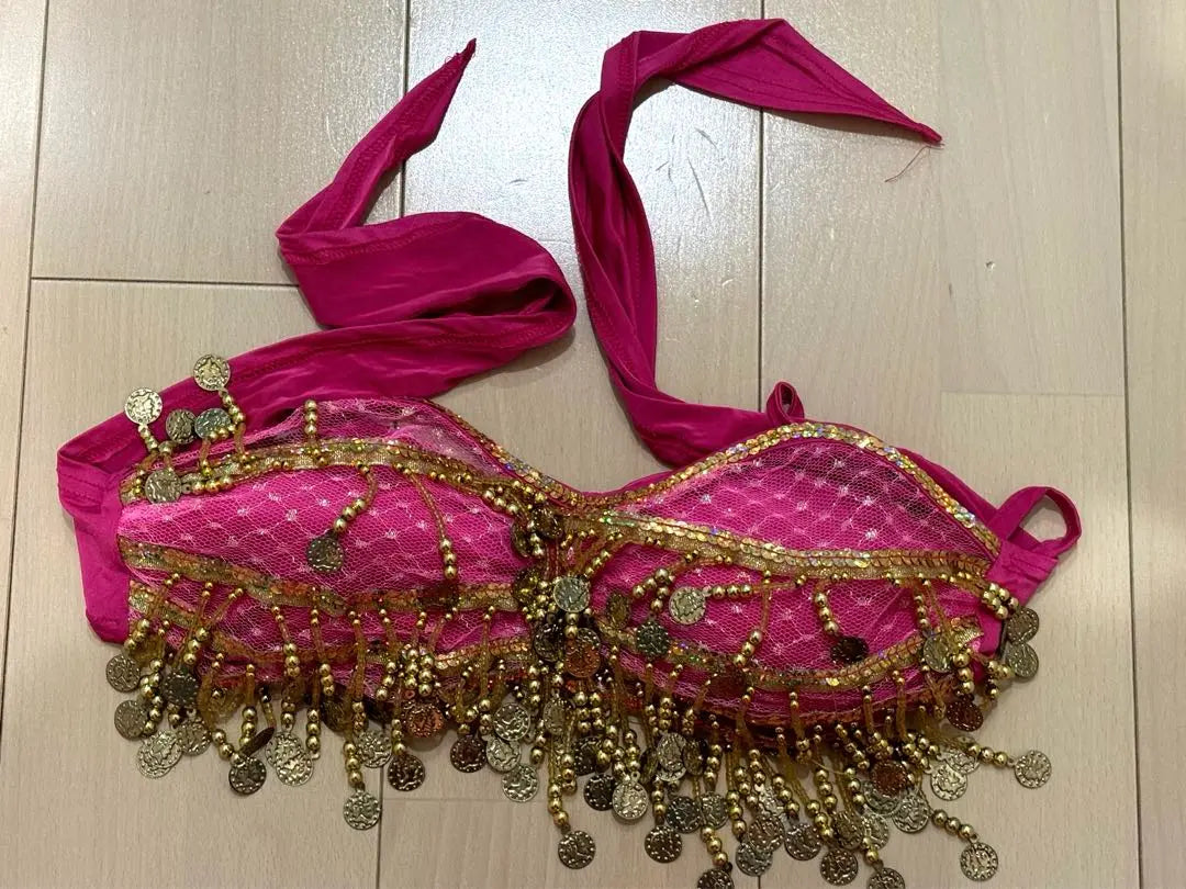 Conjunto de traje de danza del vientre rosa