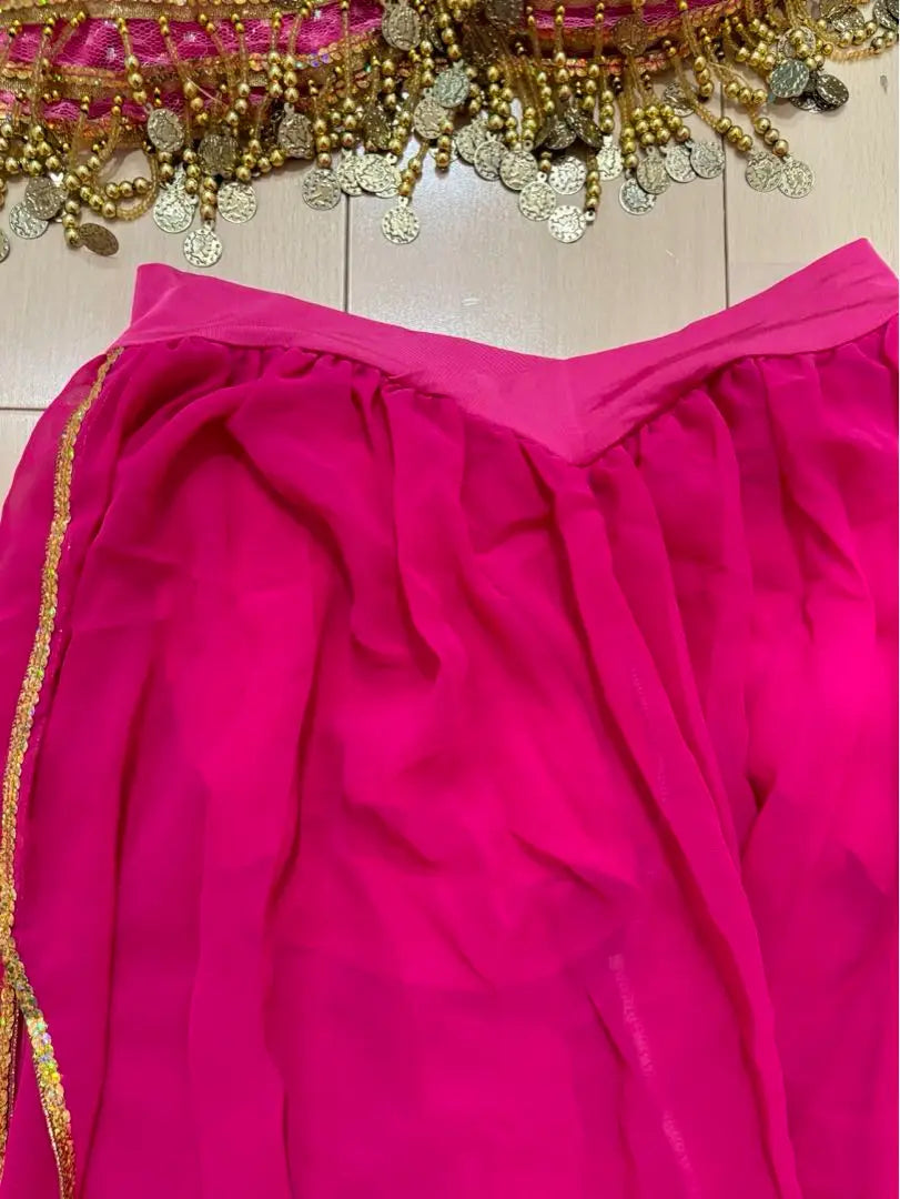 Conjunto de traje de danza del vientre rosa