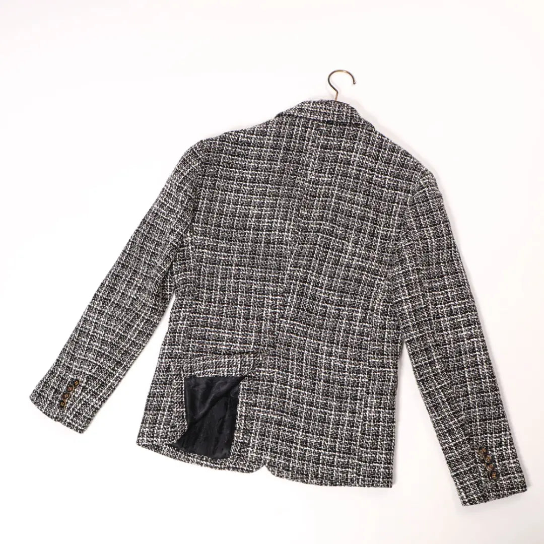 E8275◾️Chaqueta doble de tweed de 2 botones, cubertería auténtica