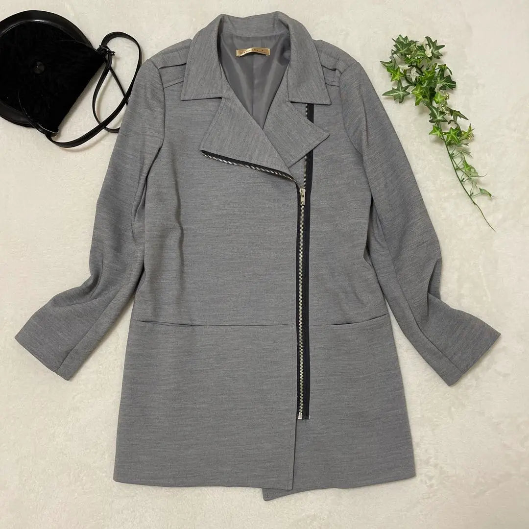 Rider's style coat, outerwear, spring coat, gray, one size fits all, spring