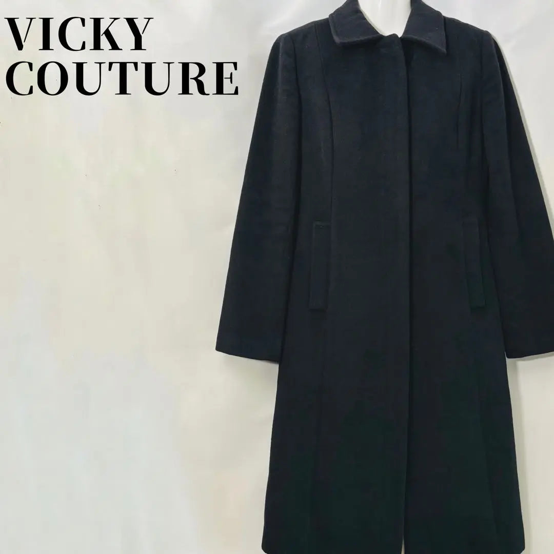 [Elegant] Vickey Couture Angora Wool Long Coat Black