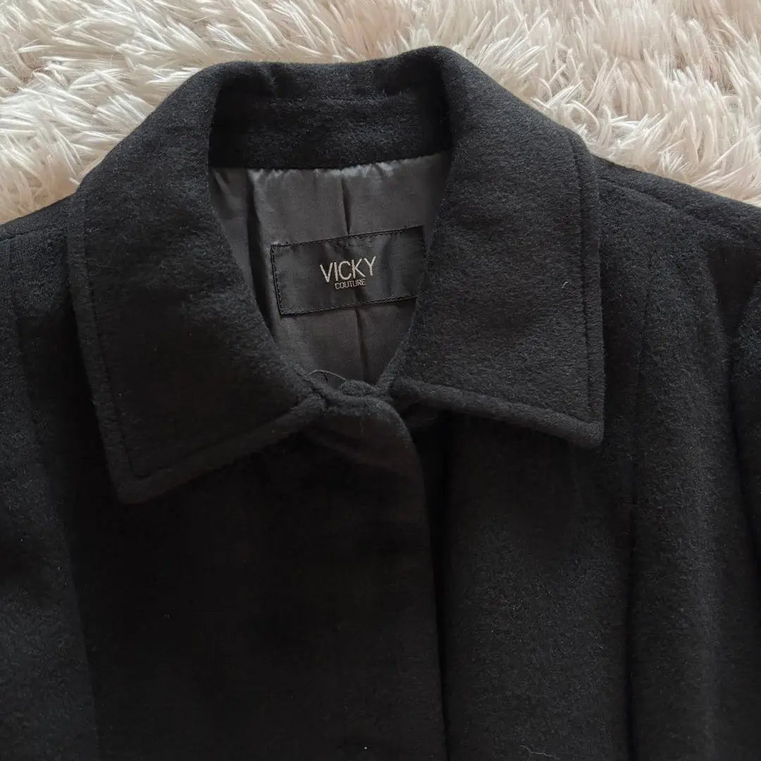 [Elegant] Vickey Couture Angora Wool Long Coat Black