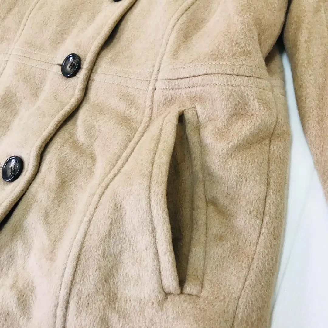 Vicki camel wool blend Angora blend Lining 2-pocket wool coat Y2K