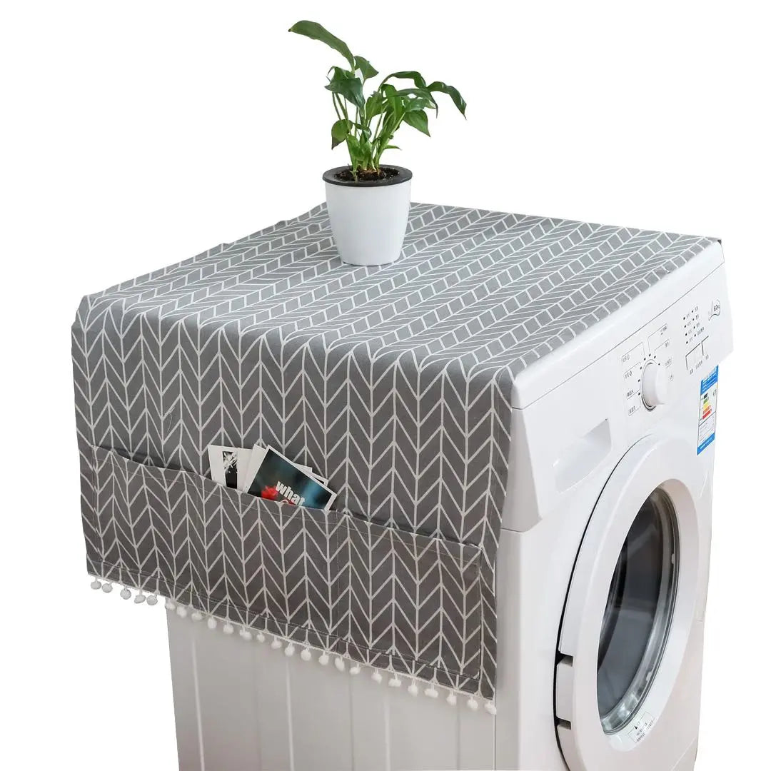 Top washing machine cover with pocket Nordic style washing machine dust cover