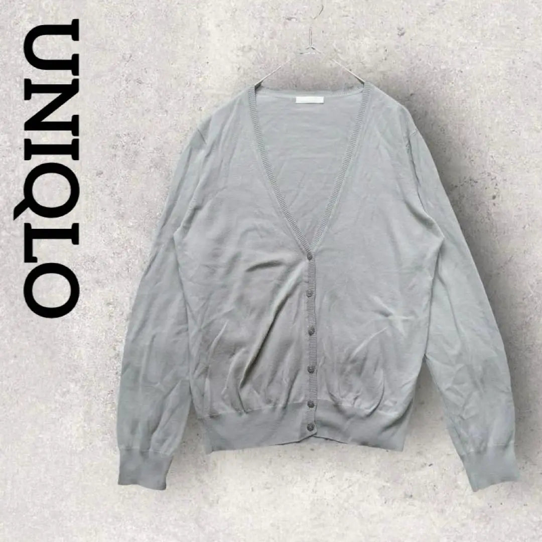 UNIQLO Uniqlo V-neck cardigan long sleeve (M) light gray with a defect