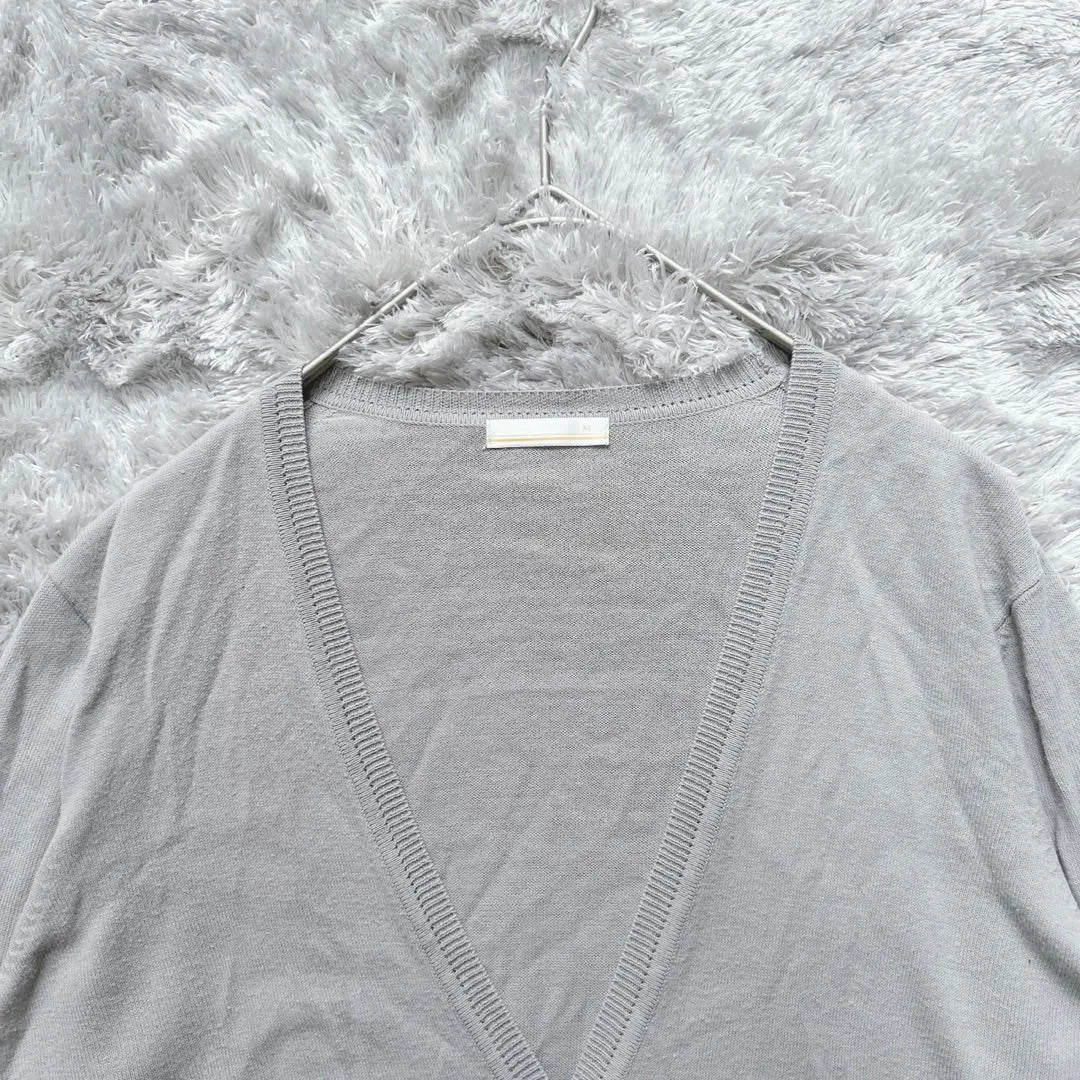 UNIQLO Uniqlo V-neck cardigan long sleeve (M) light gray with a defect