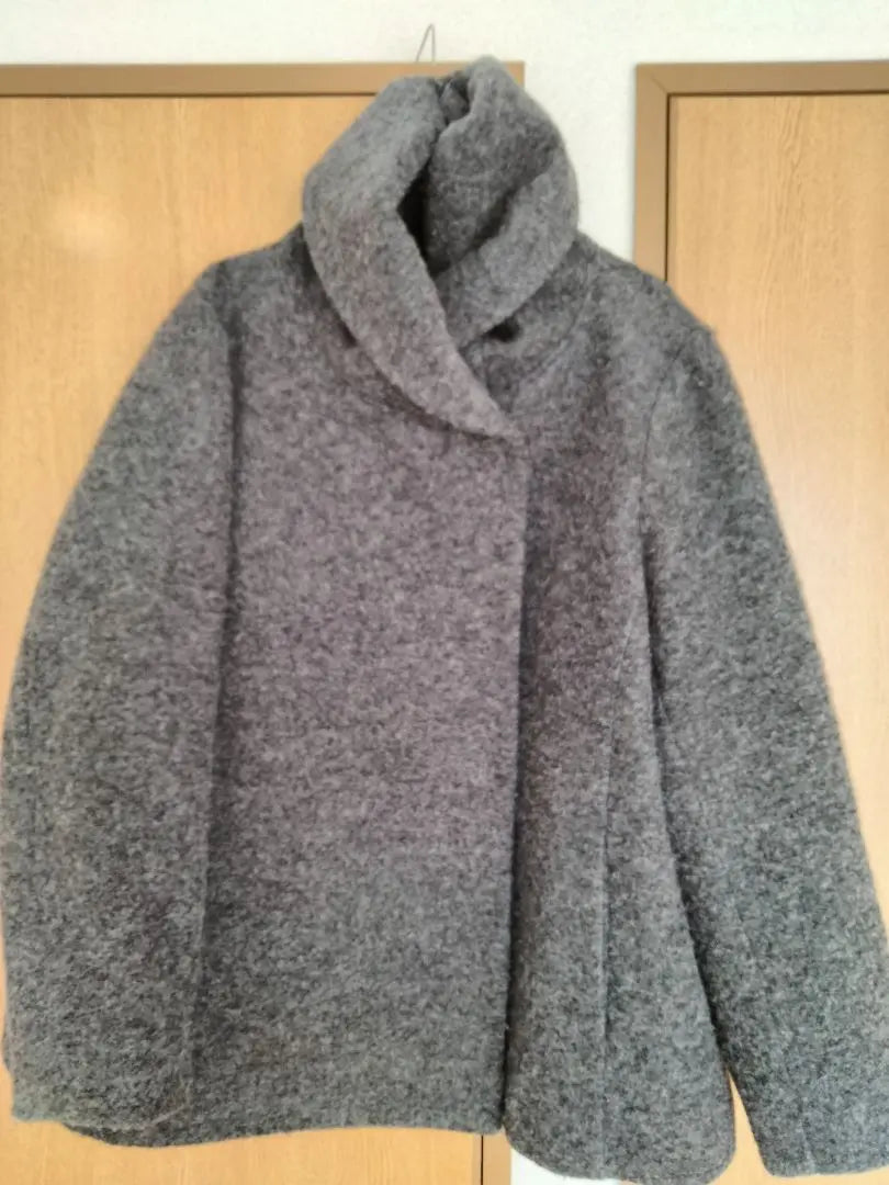 IEDIT Sliver Knit Short-length Hooded Coat [Grey] Felicimo | IEDIT　スライバーニット ショート丈フーデッドコート【グレー】フェリシモ