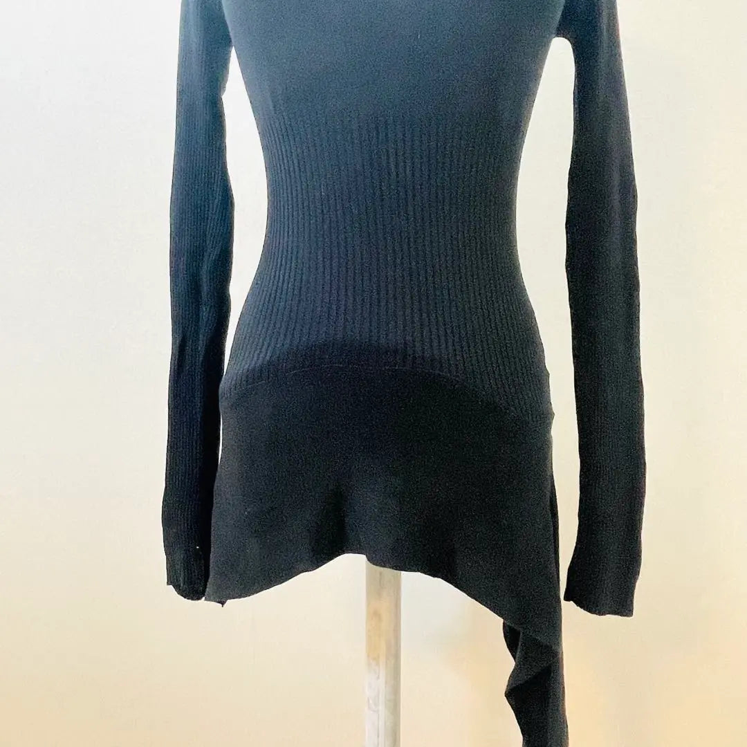 Armani Exchange Silk Blend Asymmetric Knit Dress Black