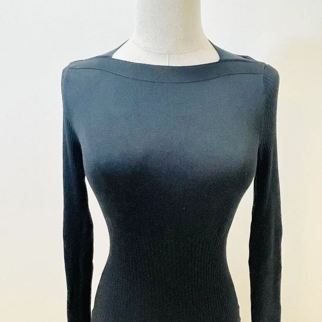 Armani Exchange Silk Blend Asymmetric Knit Dress Black