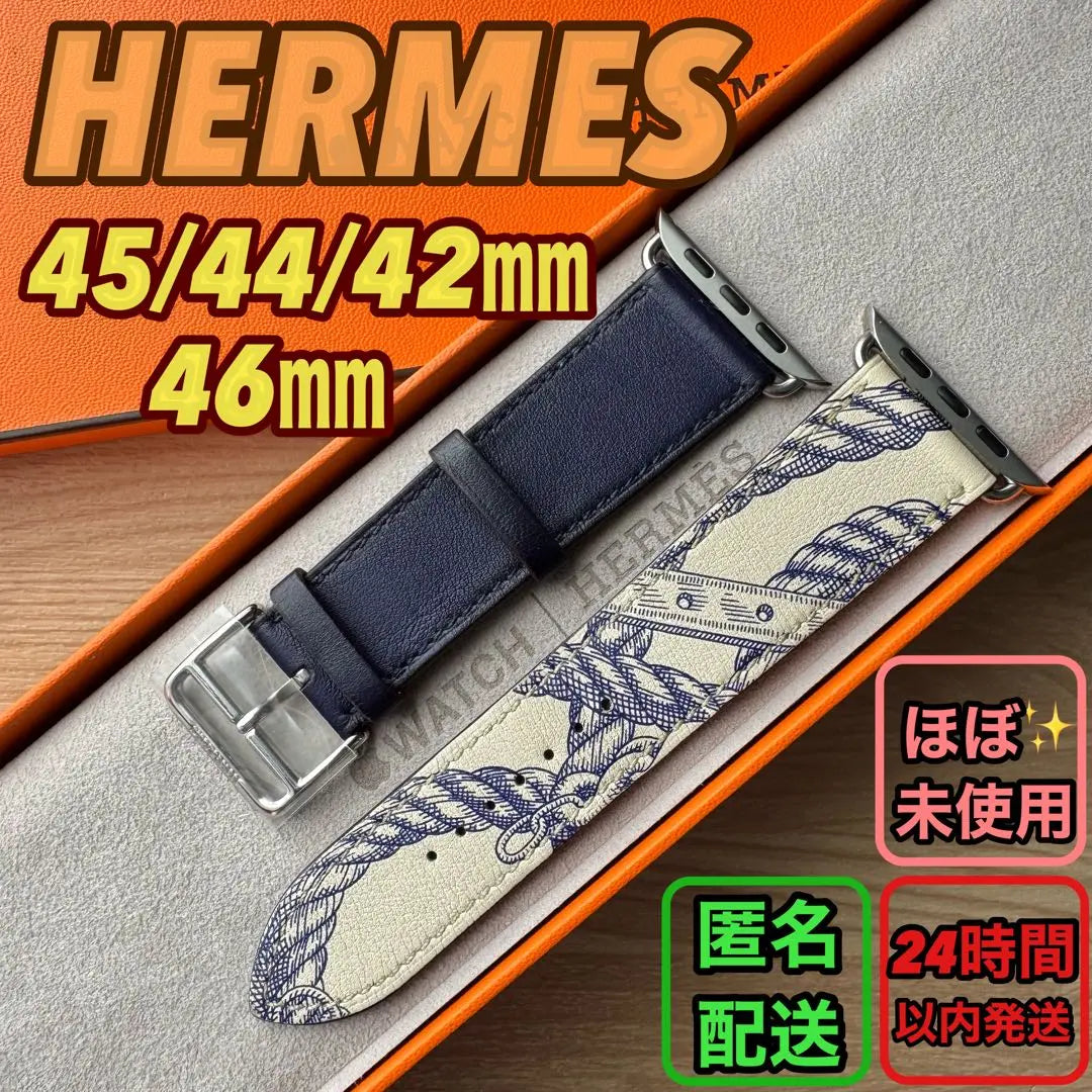 2296 Apple Watch Hermes Blue Rope Pattern HERMES