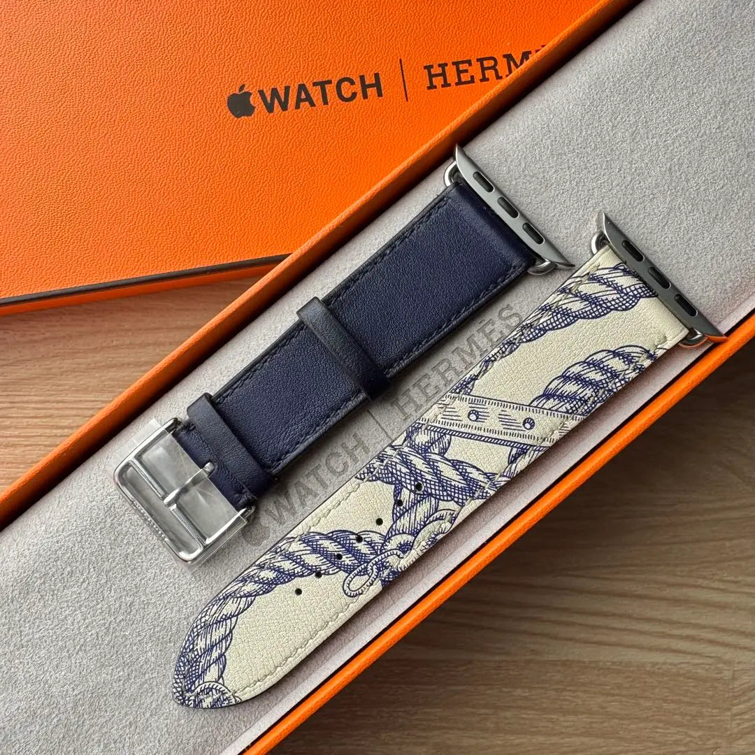 2296 Apple Watch Hermes Blue Rope Pattern HERMES