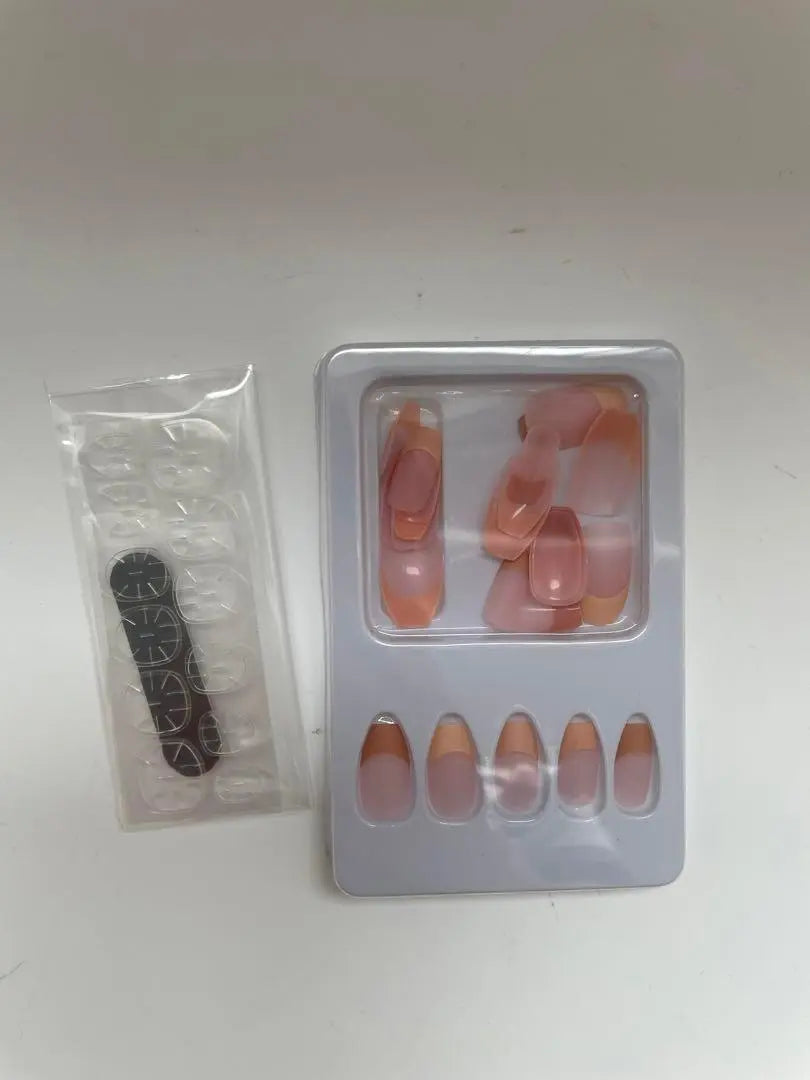 Nail tips French nails pink beige 24 pieces