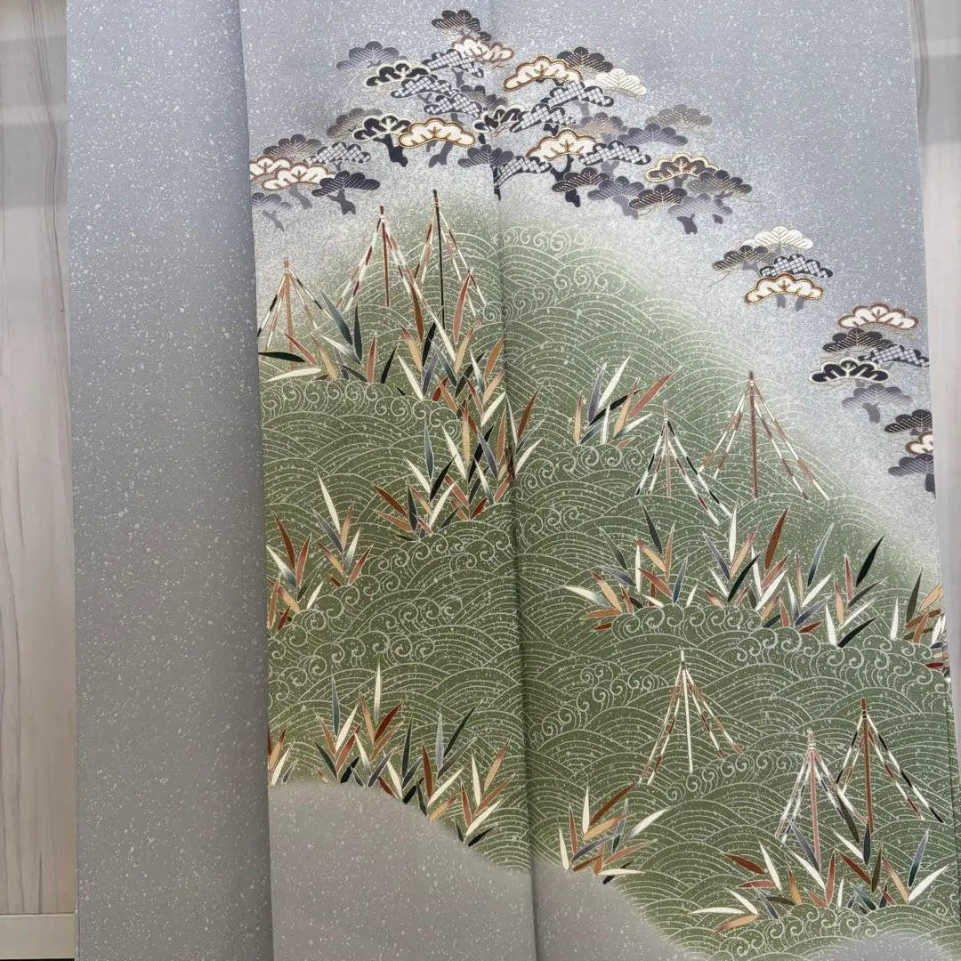 AK-1996 Sleeve length 65 Yuzen Gold colored No crest tsukesage visiting kimono genuine silk