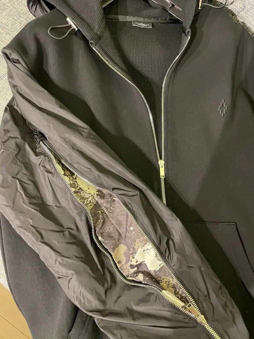 Marcelo Bron Marcelo Barron Black Nylon Jacket Hooded Camouflage Inside