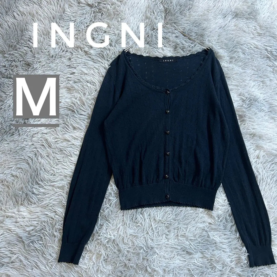 INGNI Transparent Cardigan Openwork Knitted Design Scallap