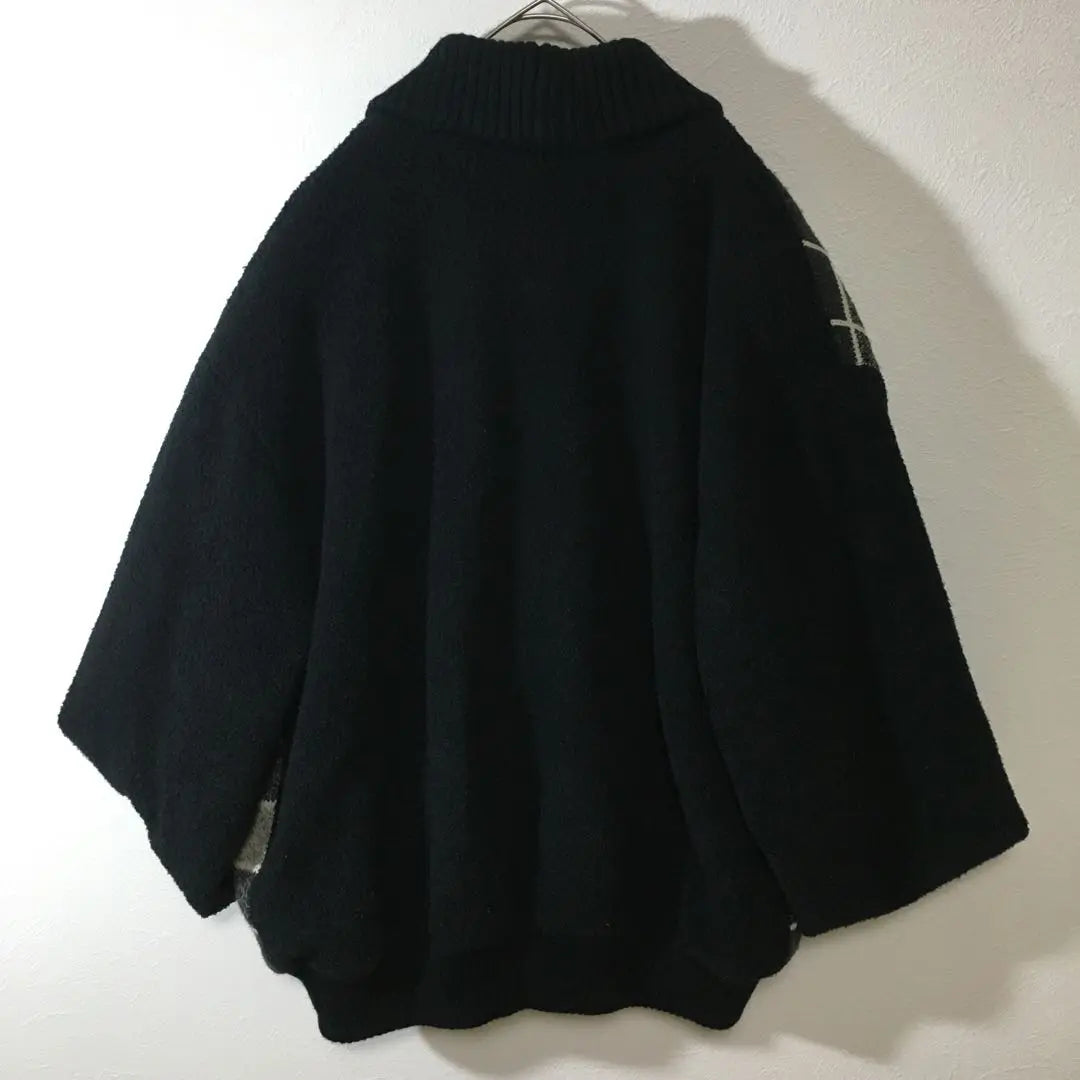 [Used clothing for unique style] Knit padded blouson Square pattern Black Gray Men's L