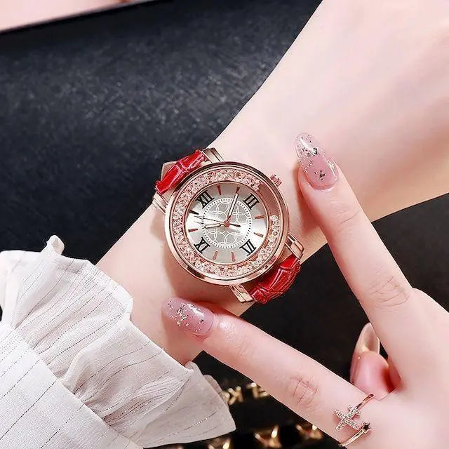 J05 ○ Women's Watch Quartz Red Customs Items 732