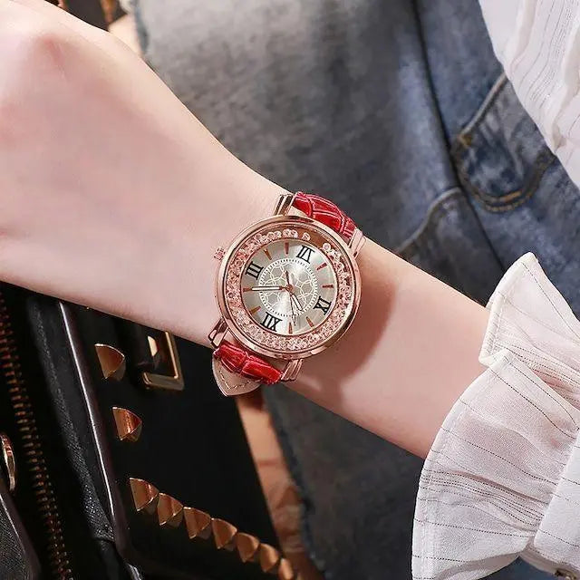 J05 ○ Women's Watch Quartz Red Customs Items 732