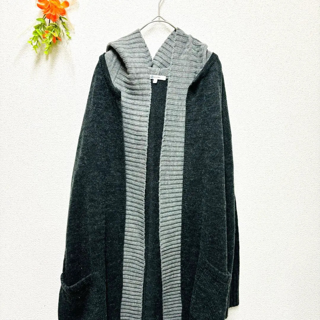 ★ GOODDAY [LL] Long Knit Cardigan Bicolor Loosen | ★goodday 【LL】 ロングニットカーディガン バイカラー ゆったり