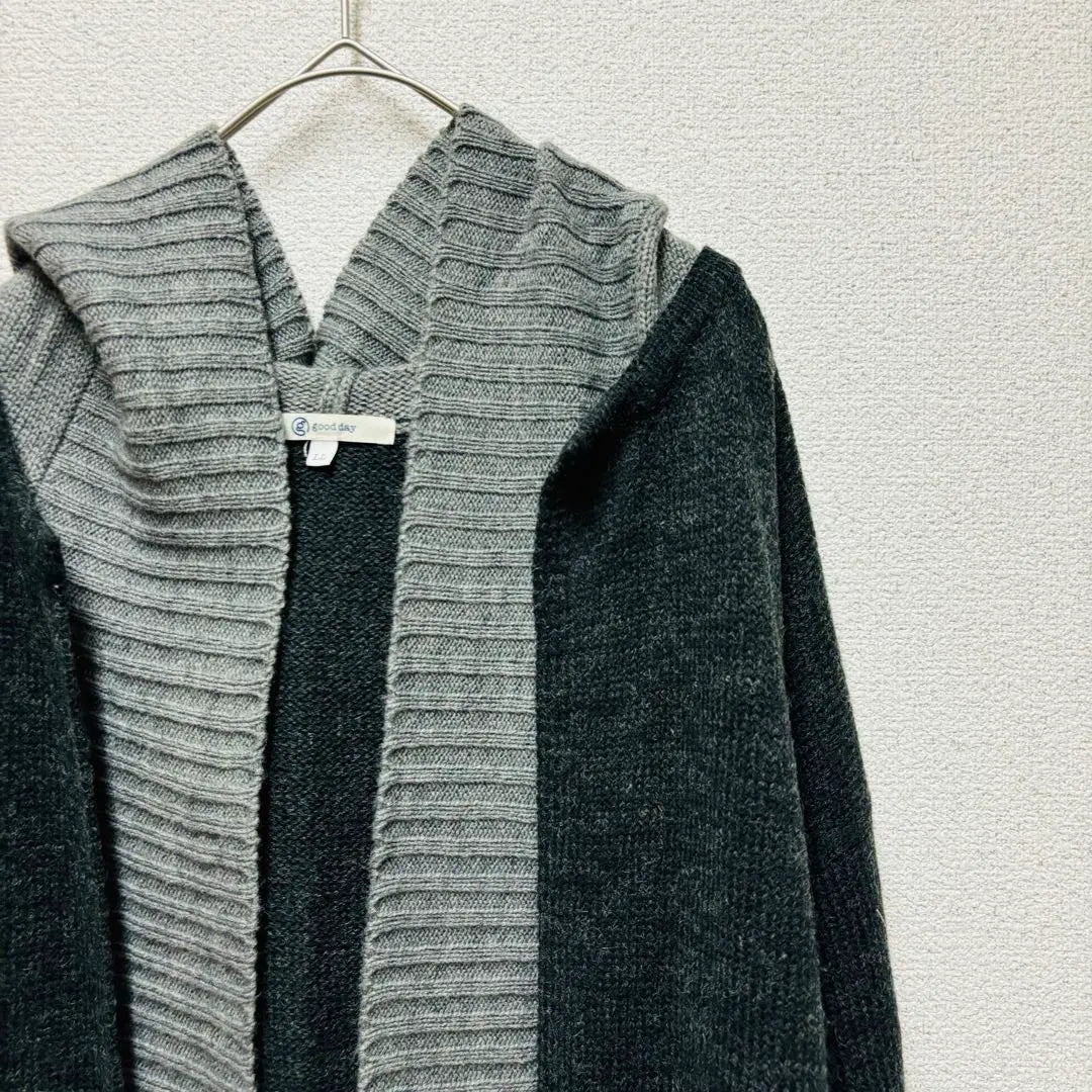 ★ GOODDAY [LL] Long Knit Cardigan Bicolor Loosen | ★goodday 【LL】 ロングニットカーディガン バイカラー ゆったり