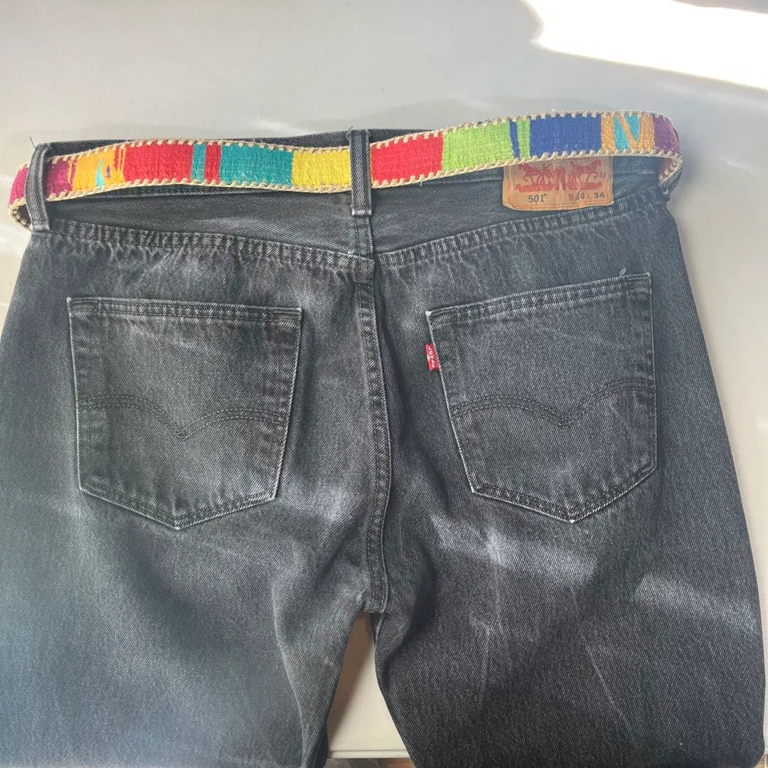 Cinturón vintage de piel auténtica multicolor de los años 80 y 90, talla 38