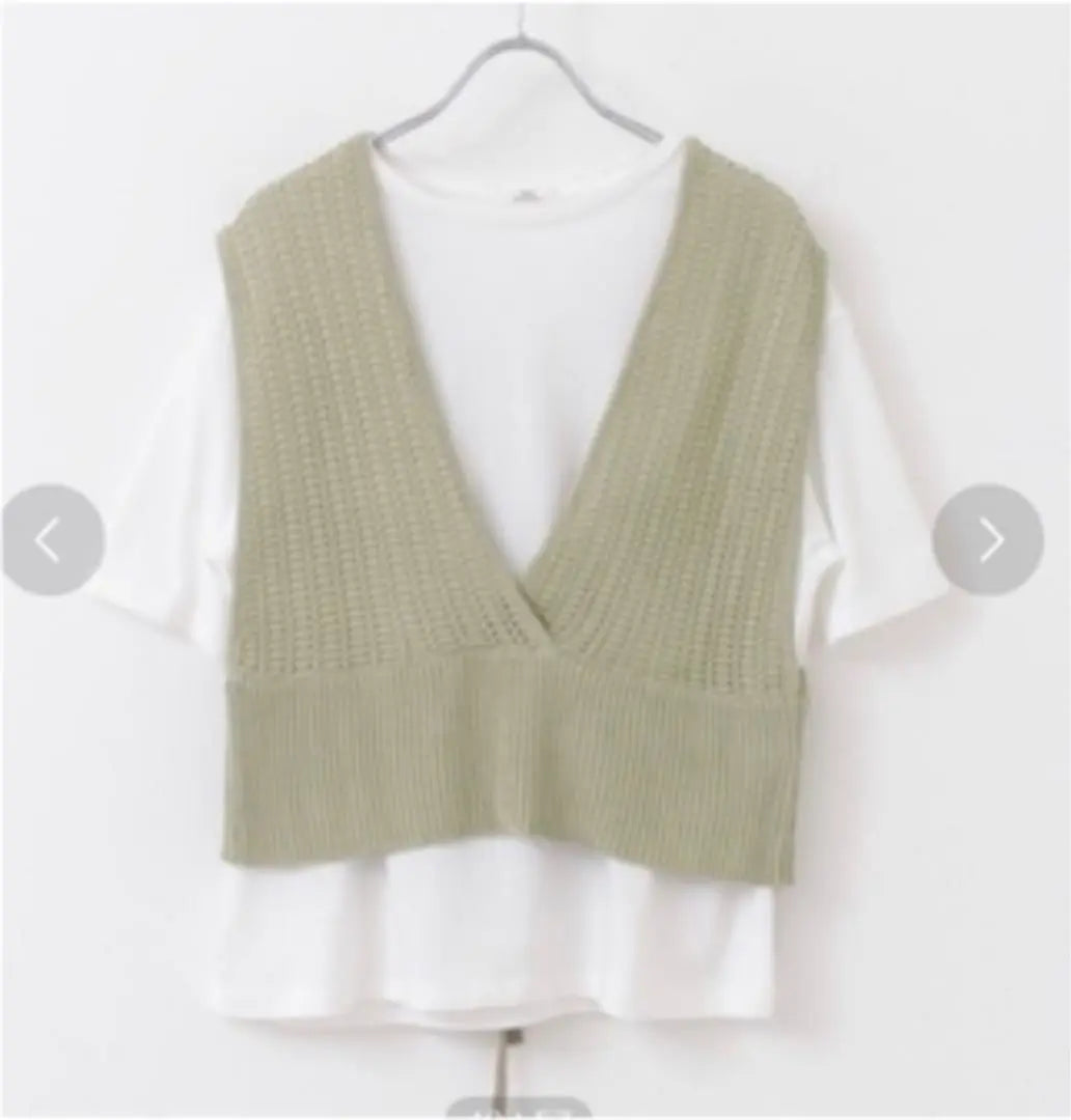 ★2-way knit openwork mesh vest for front and back★