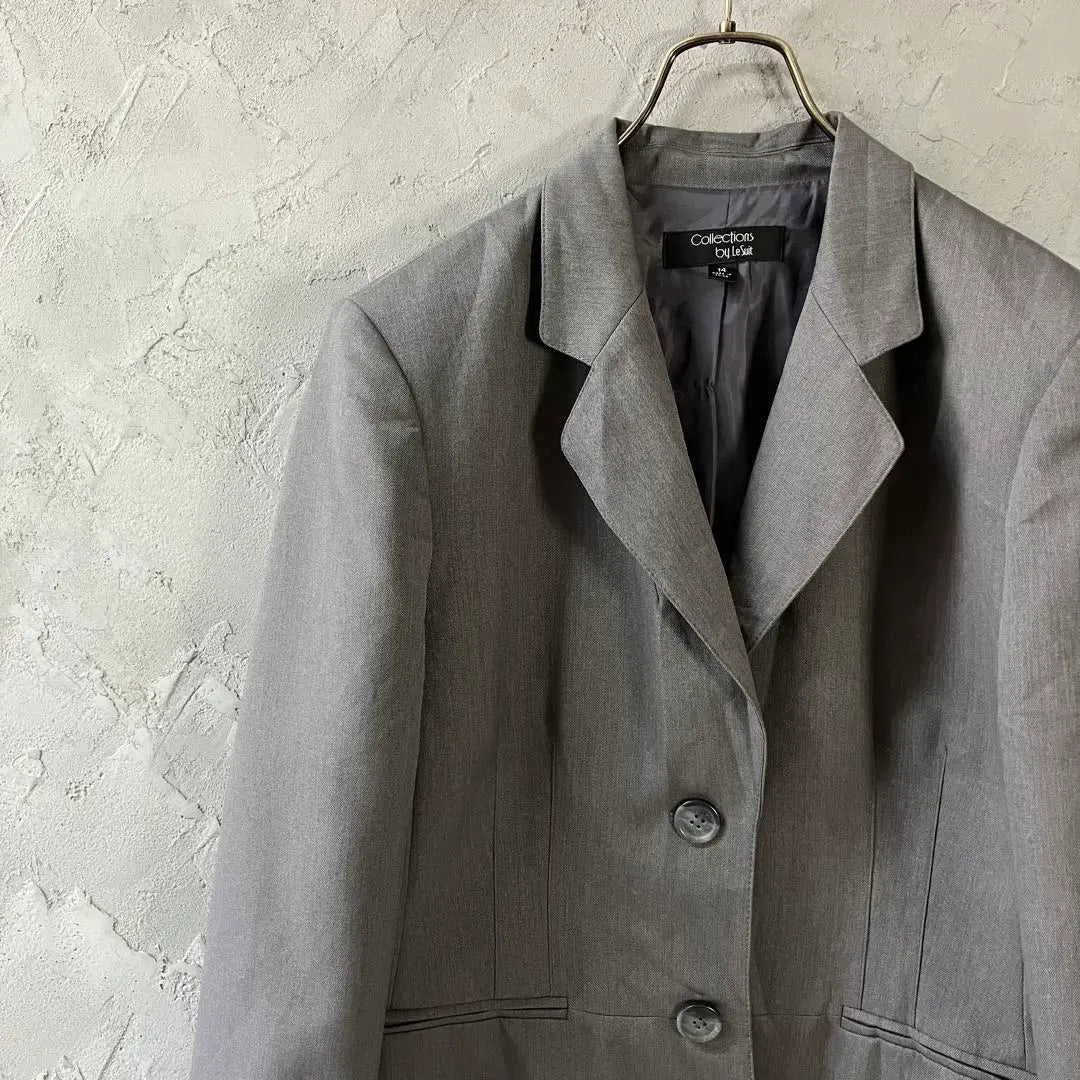 Vintage Tailored Jacket Business Gray Simple plain LO18