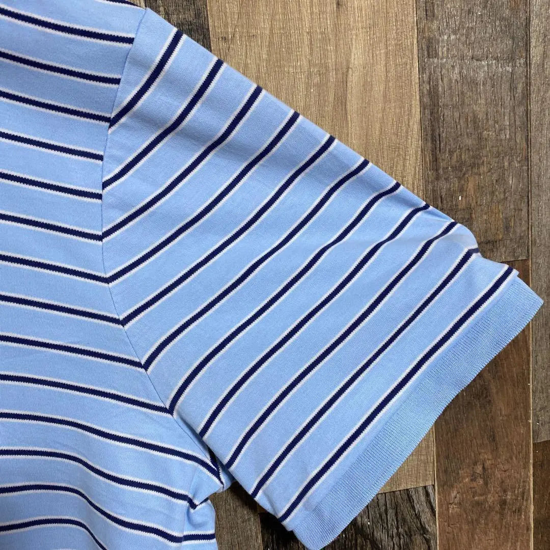 Polo Ralph Lauren Men's Short Sleeve Polo Shirt Striped Light Blue USA Vintage 90s