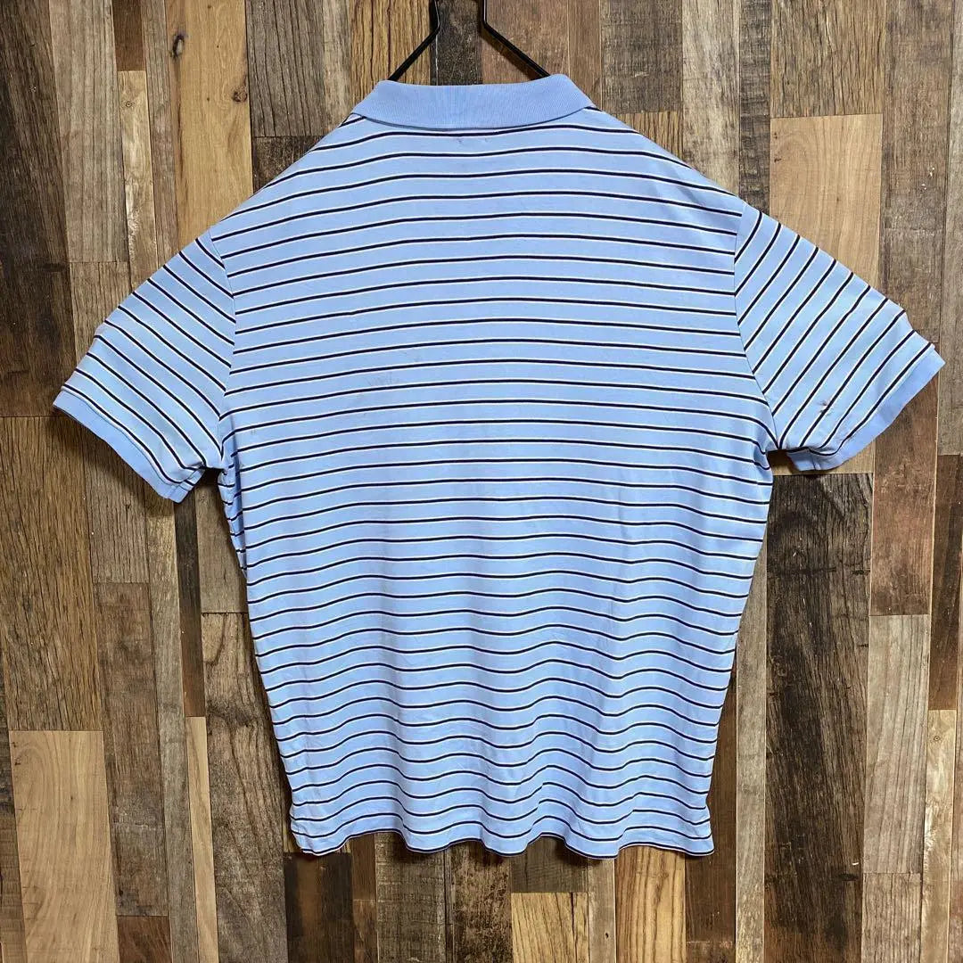 Polo Ralph Lauren Men's Short Sleeve Polo Shirt Striped Light Blue USA Vintage 90s